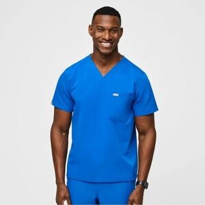 BNWT Figs Leon Three-Pocket Scrub Top Royal Blue Small